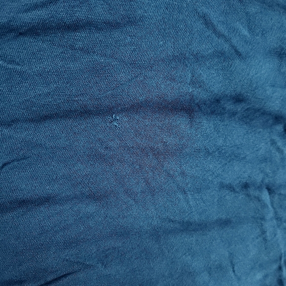 Vintage Blue Lace Up Neck Flowy Eyelet Top - Picture 7 of 9